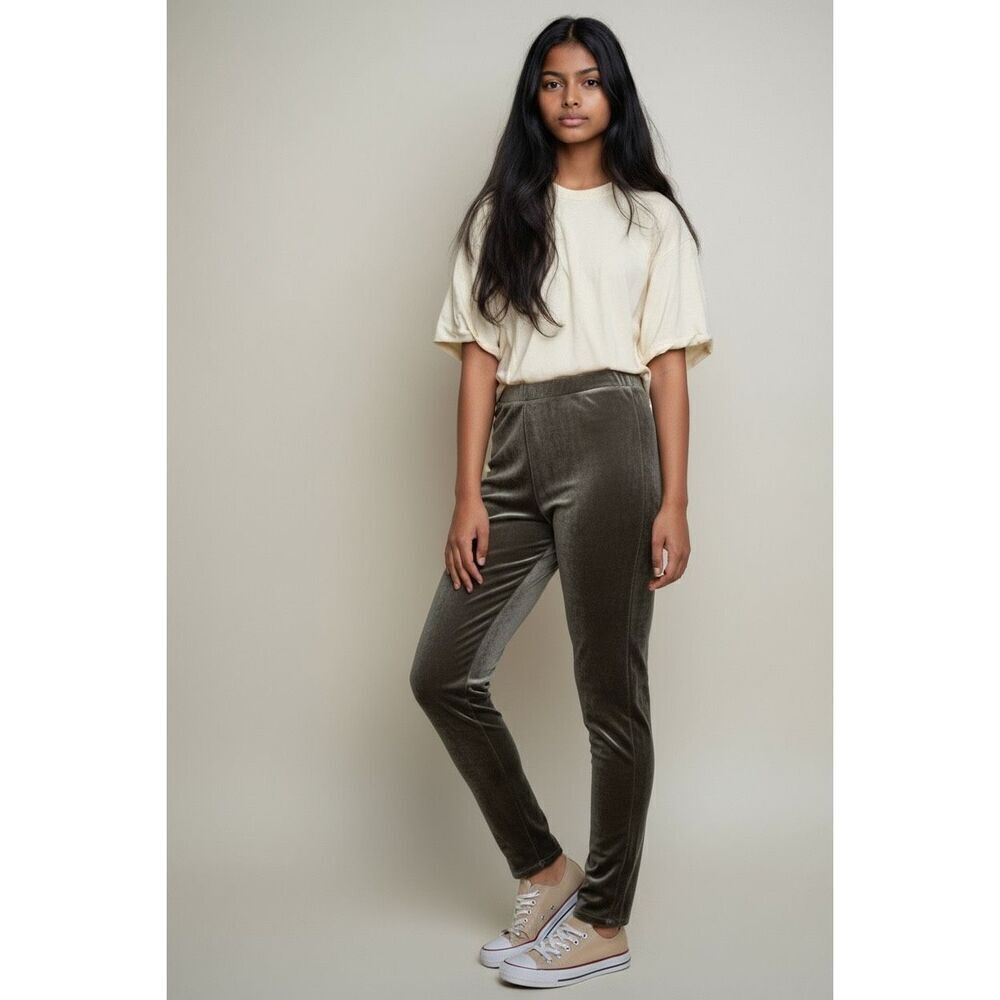Zara Collections Women's 8 Grey Velour Velvet Ankle Length Casual Pants Leggings
